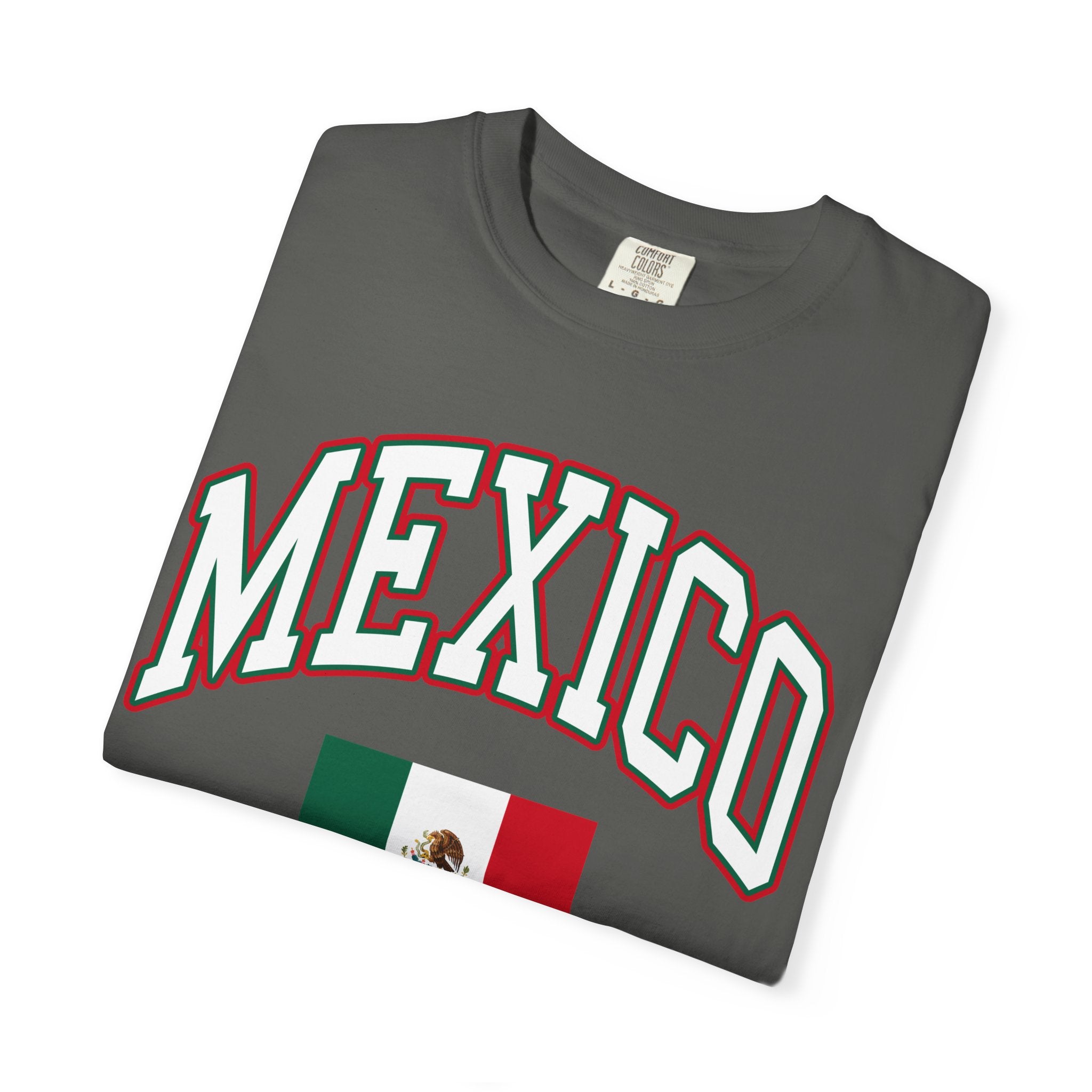 Mexico Flag T-Shirt — Mexico Text with National Flag Tee