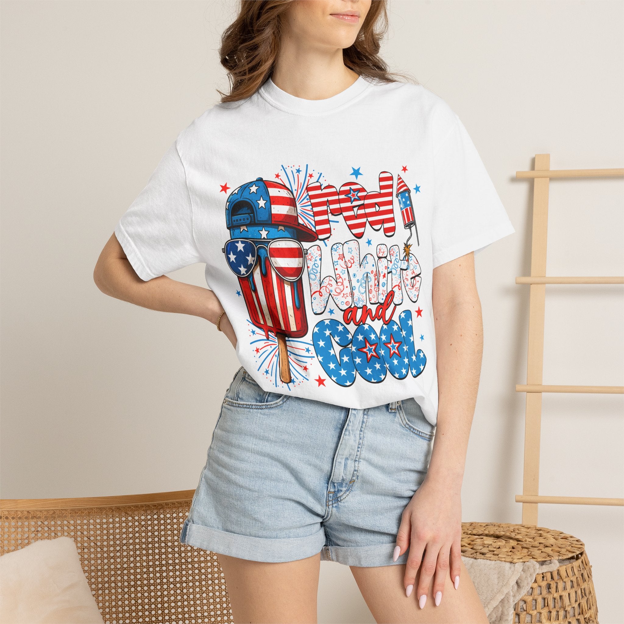 Patriotic Mom Vibes T-Shirt — 'Mom Savage and Cool' 4th of July Graphic Tee