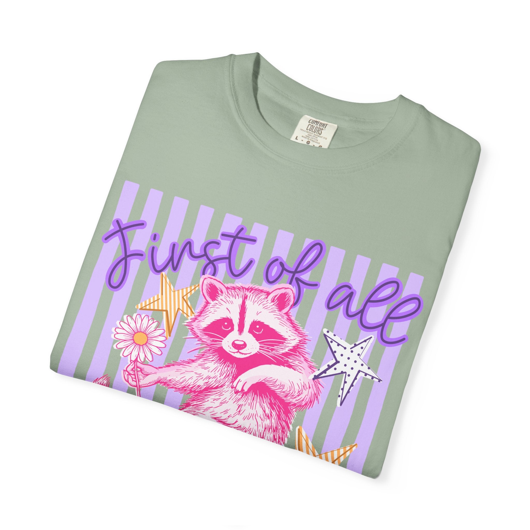 Christian Graphic T-Shirt — "First of All Jesus Thinks I’m a Delight" Cute Raccoon