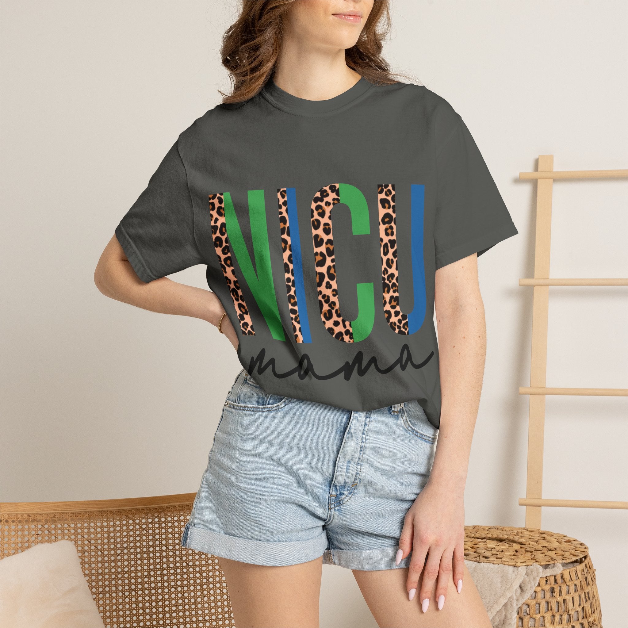 NICU Mama T-Shirt — Leopard Print & Color Block Neonatal Support Tee