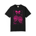Skull Bow T-Shirt — Pink Checker Skull Graphic Tee