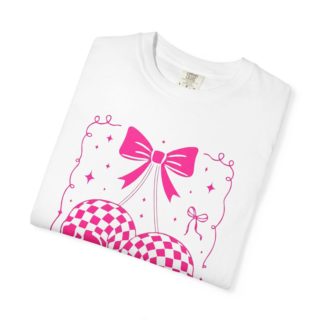 Skull Bow T-Shirt — Pink Checker Skull Graphic Tee