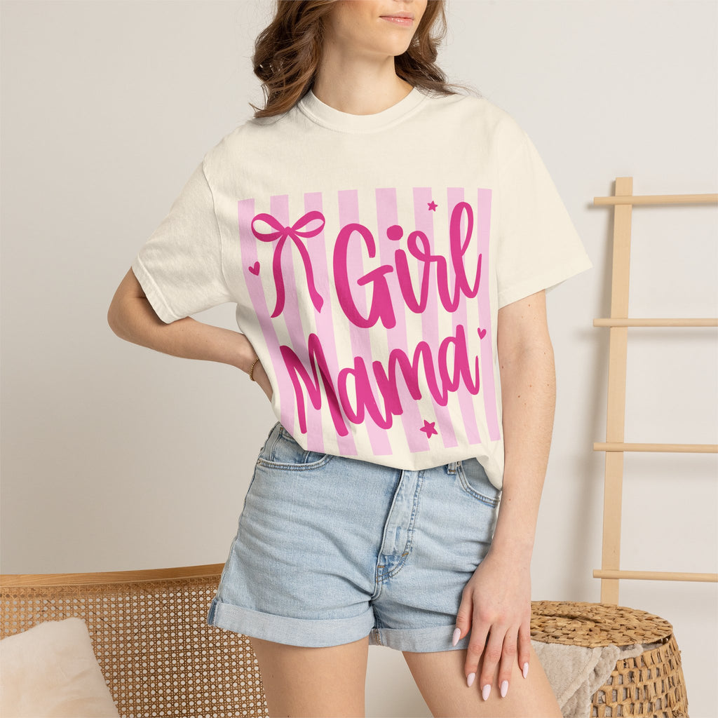 Girl Mama T-Shirt — Cute Pink Striped Mommy Tee