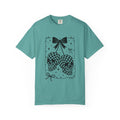 Skull Bow T-Shirt — Checkerboard Twin Skulls Graphic Tee