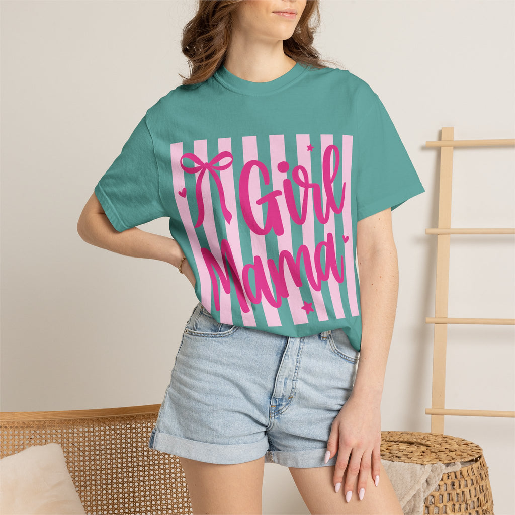 Girl Mama T-Shirt — Cute Pink Striped Mommy Tee