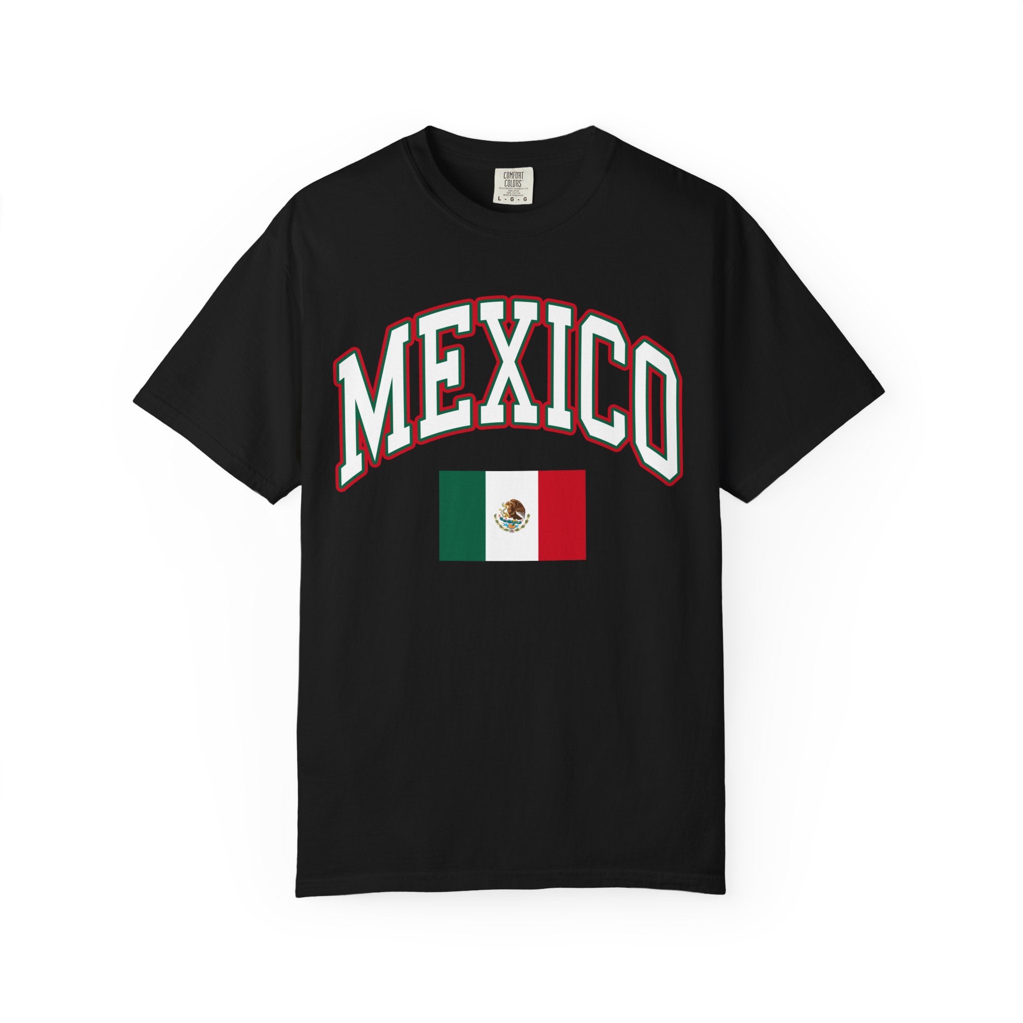 Mexico Flag T-Shirt — Mexico Text with National Flag Tee