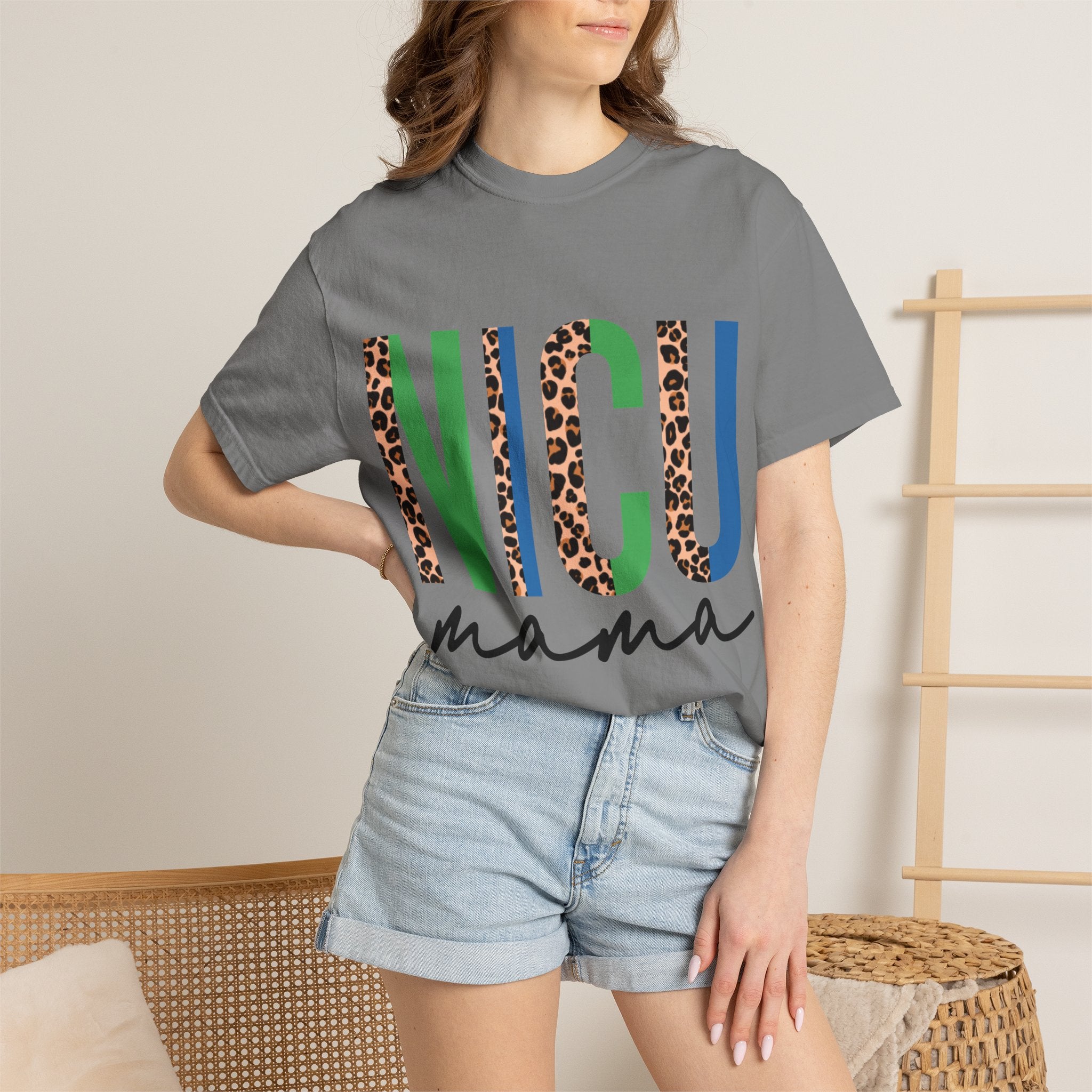 NICU Mama T-Shirt — Leopard Print & Color Block Neonatal Support Tee