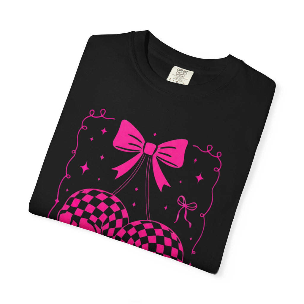 Skull Bow T-Shirt — Pink Checker Skull Graphic Tee