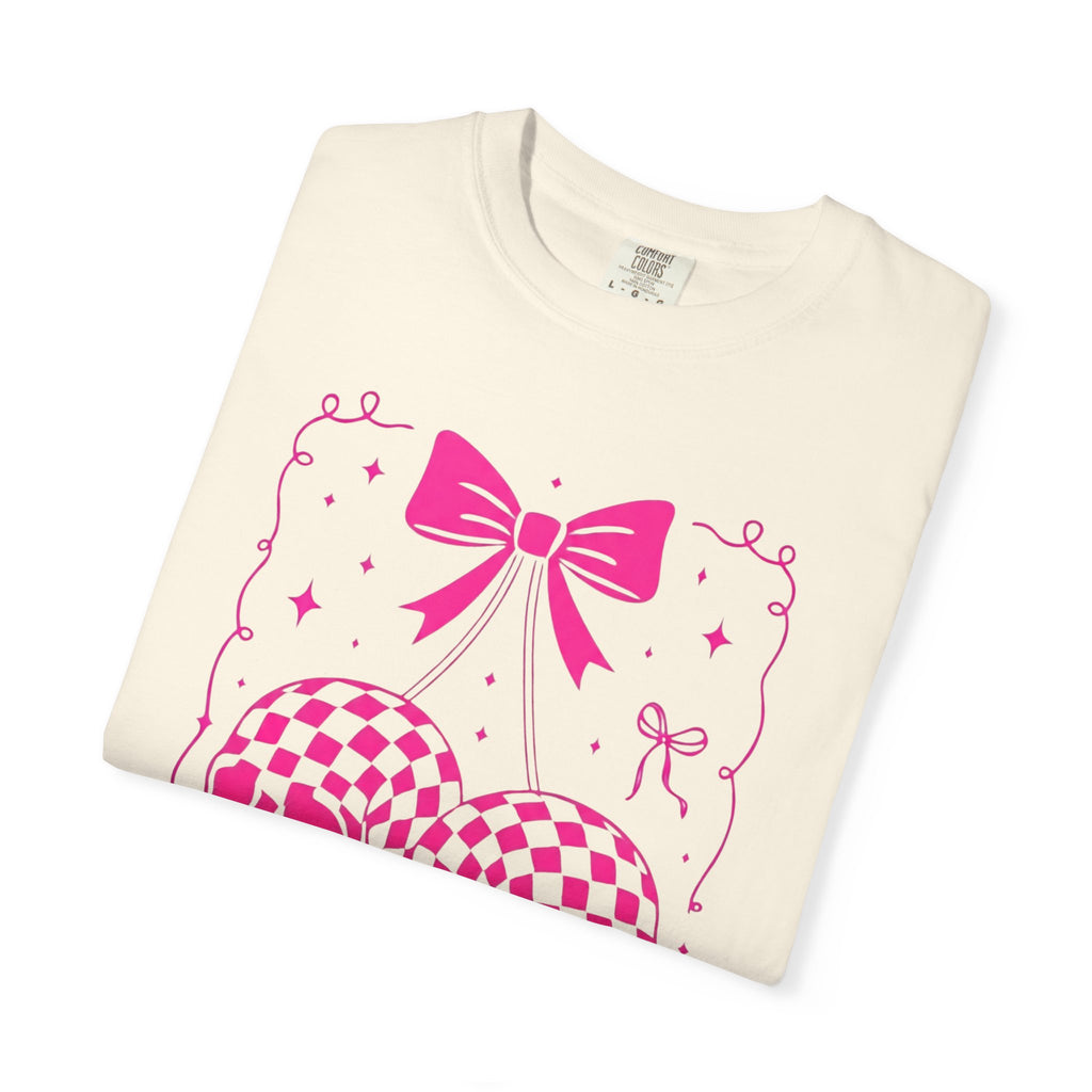 Skull Bow T-Shirt — Pink Checker Skull Graphic Tee