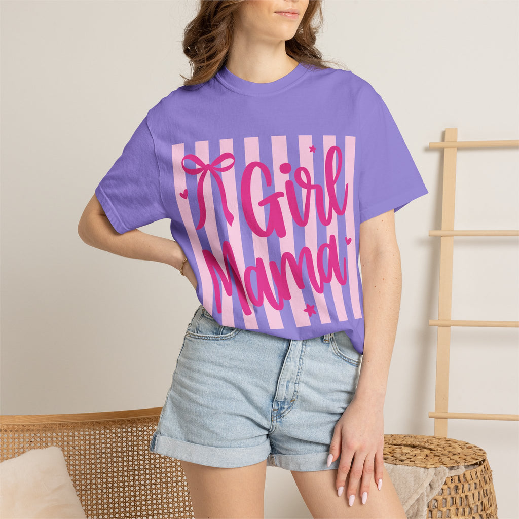 Girl Mama T-Shirt — Cute Pink Striped Mommy Tee