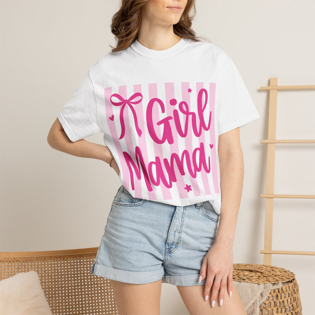Girl Mama T-Shirt — Cute Pink Striped Mommy Tee