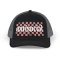 Antisocial Checkerboard Snapback Trucker Cap — Edgy Pink & Black Mesh Hat