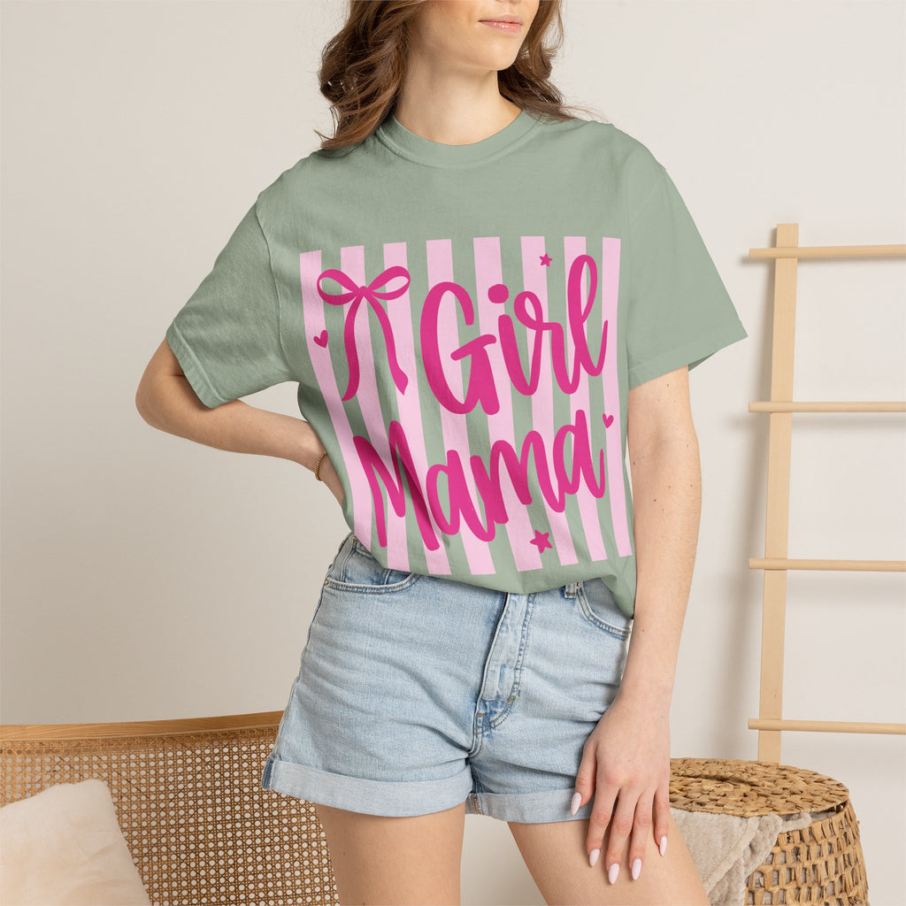 Girl Mama T-Shirt — Cute Pink Striped Mommy Tee