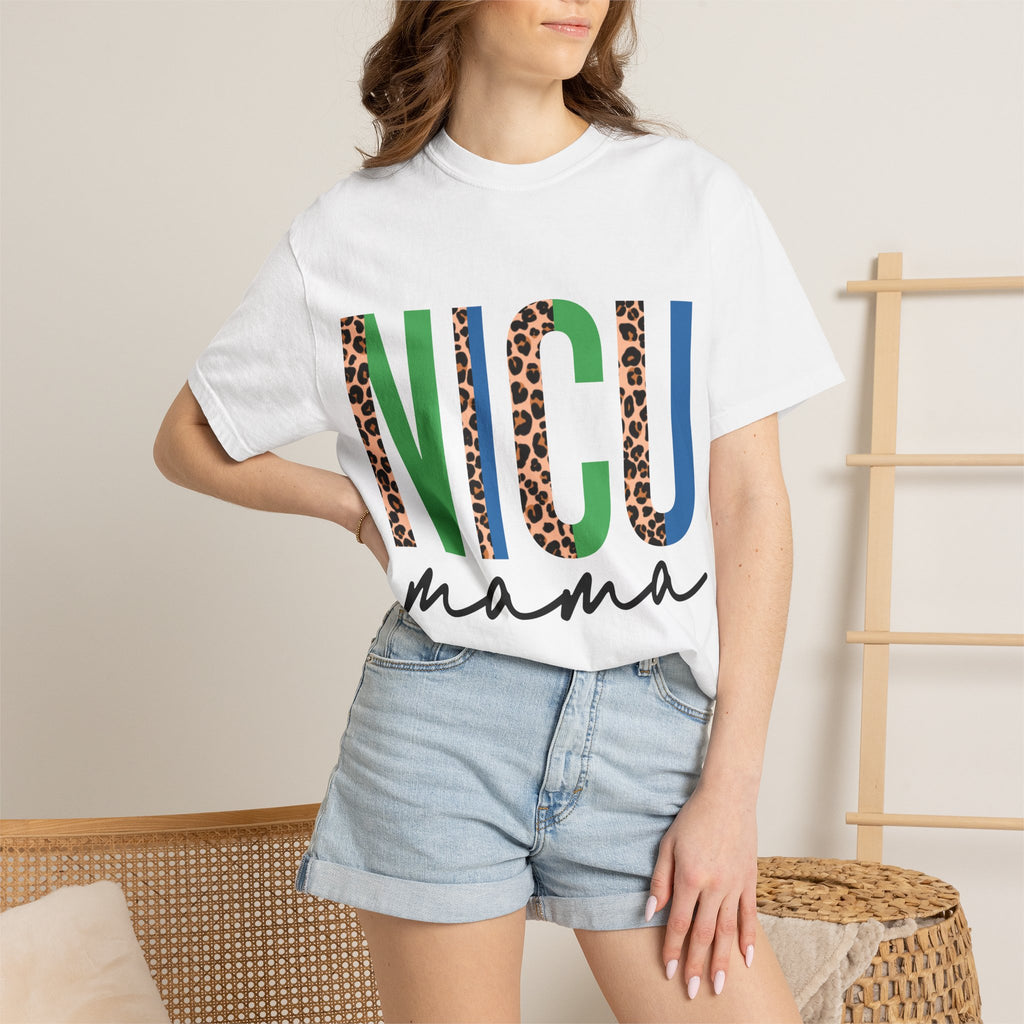 NICU Mama T-Shirt — Leopard Print & Color Block Neonatal Support Tee