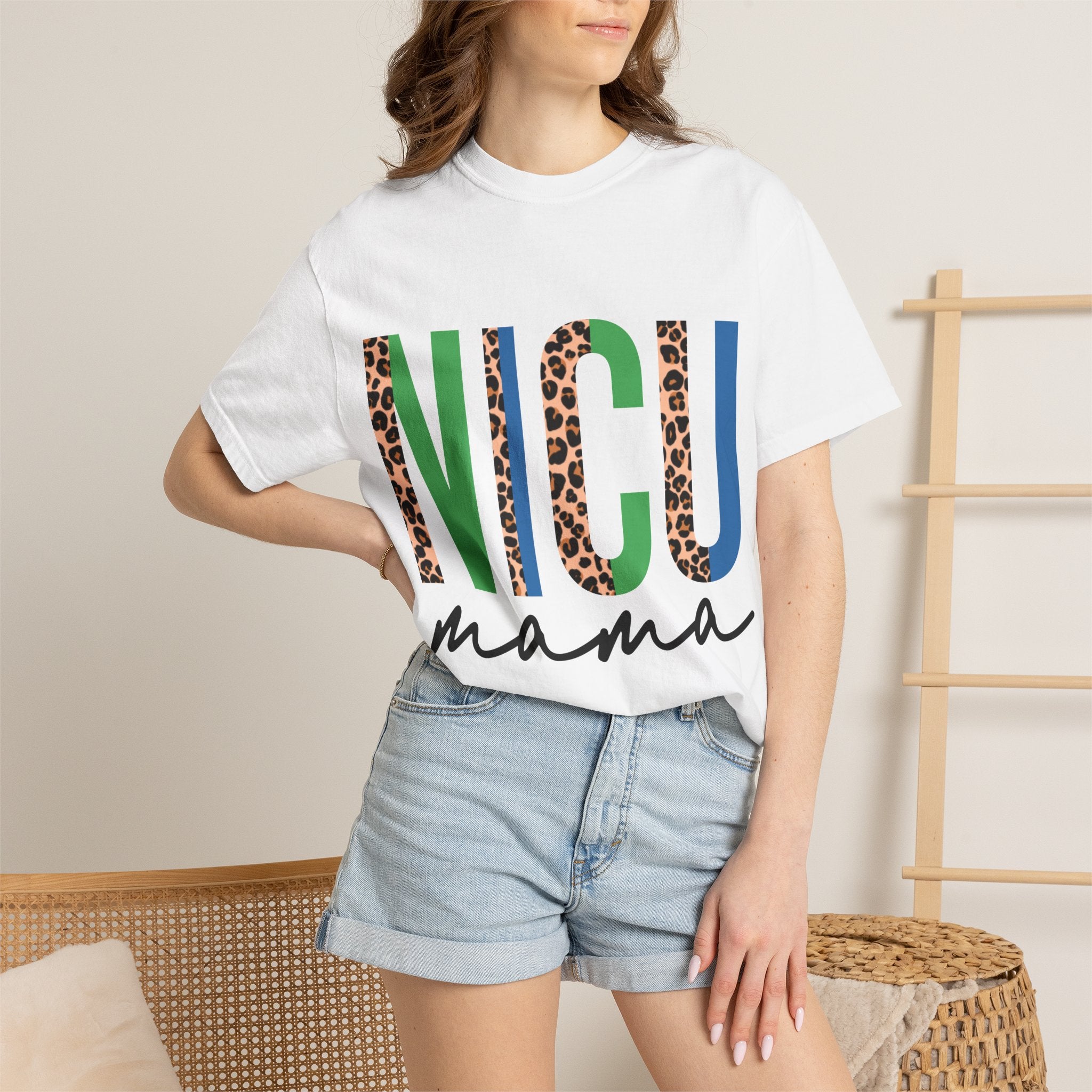 NICU Mama T-Shirt — Leopard Print & Color Block Neonatal Support Tee