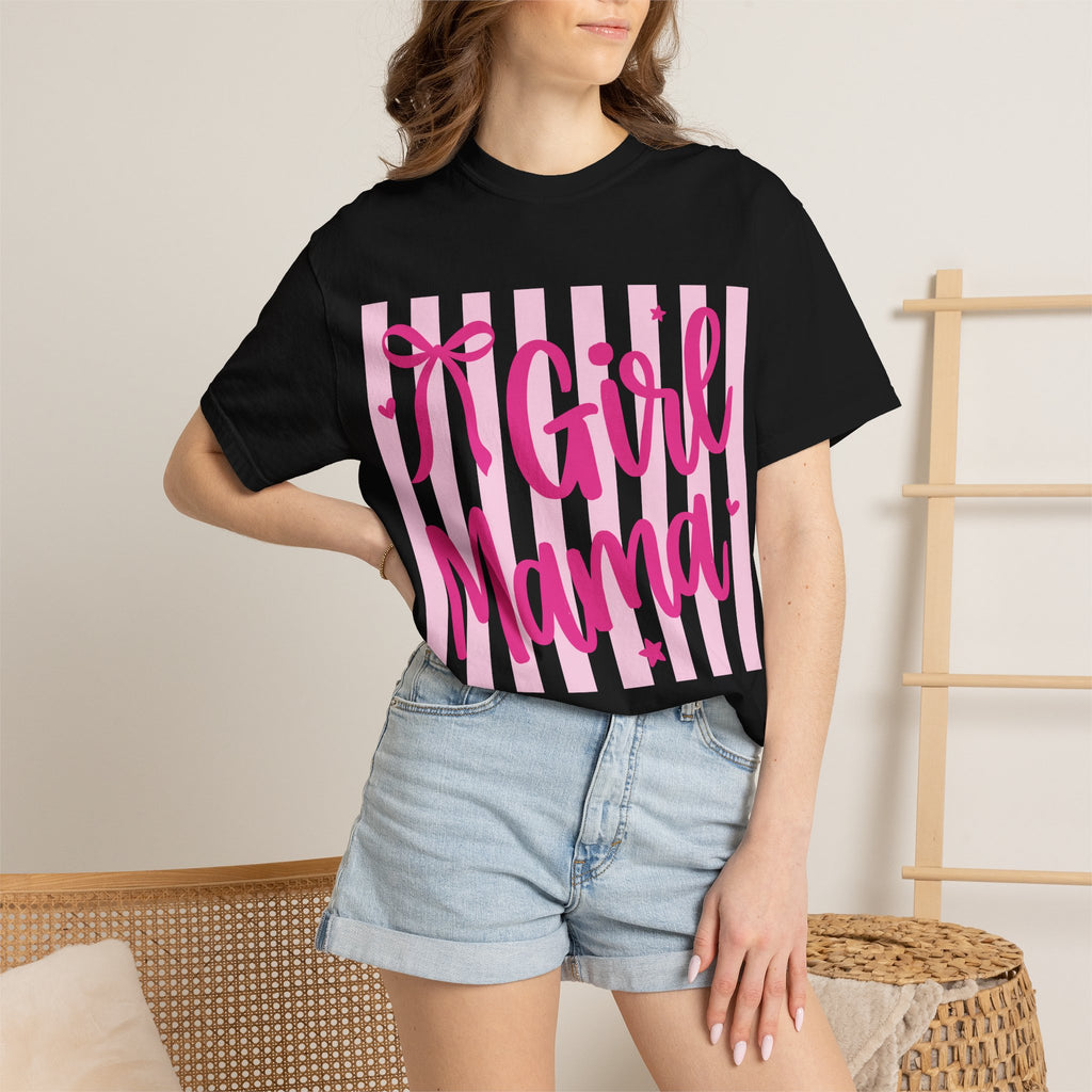 Girl Mama T-Shirt — Cute Pink Striped Mommy Tee
