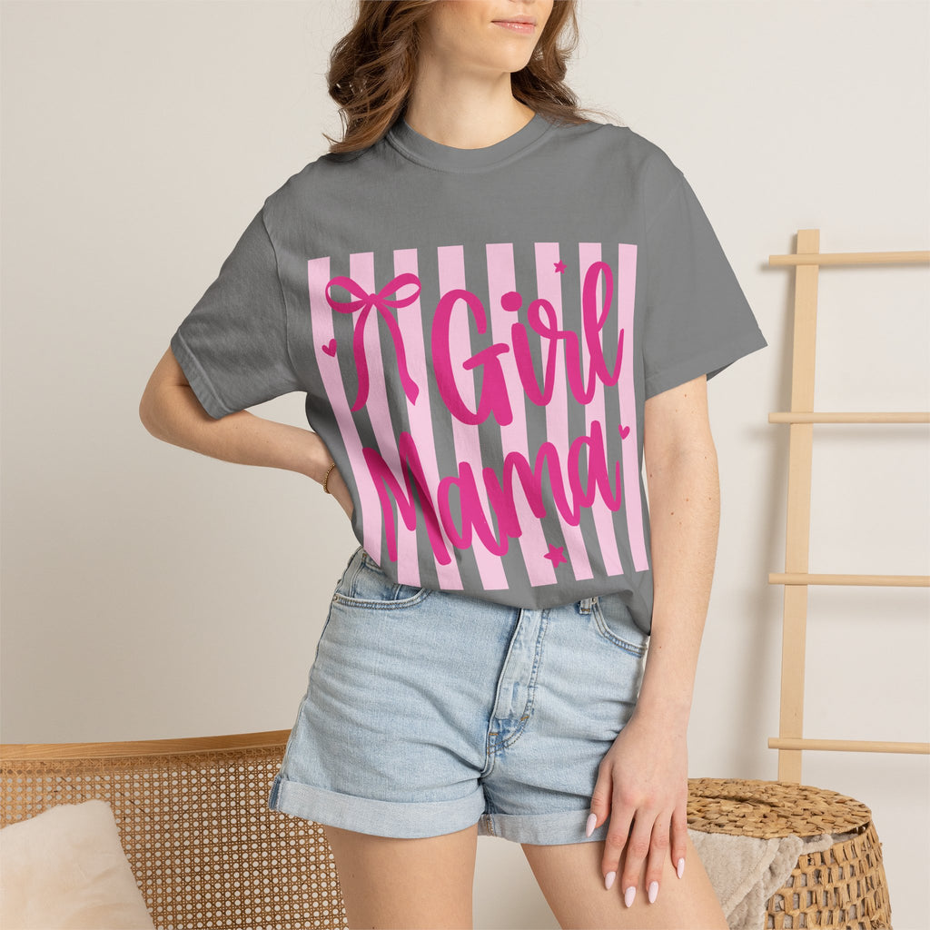 Girl Mama T-Shirt — Cute Pink Striped Mommy Tee