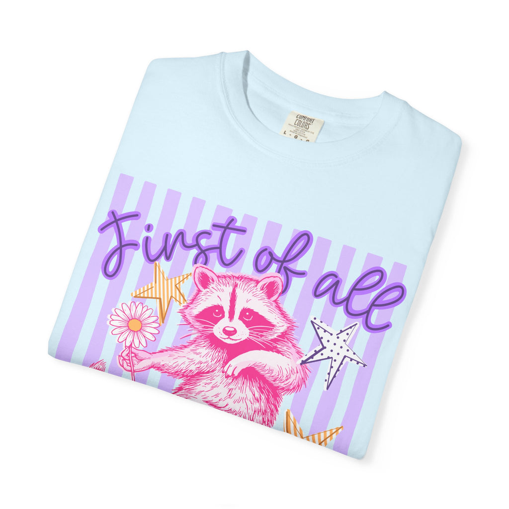 Christian Graphic T-Shirt — "First of All Jesus Thinks I’m a Delight" Cute Raccoon