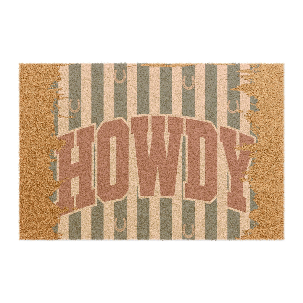 Howdy Rustic Striped Doormat — Western Welcome Coir Door Mat