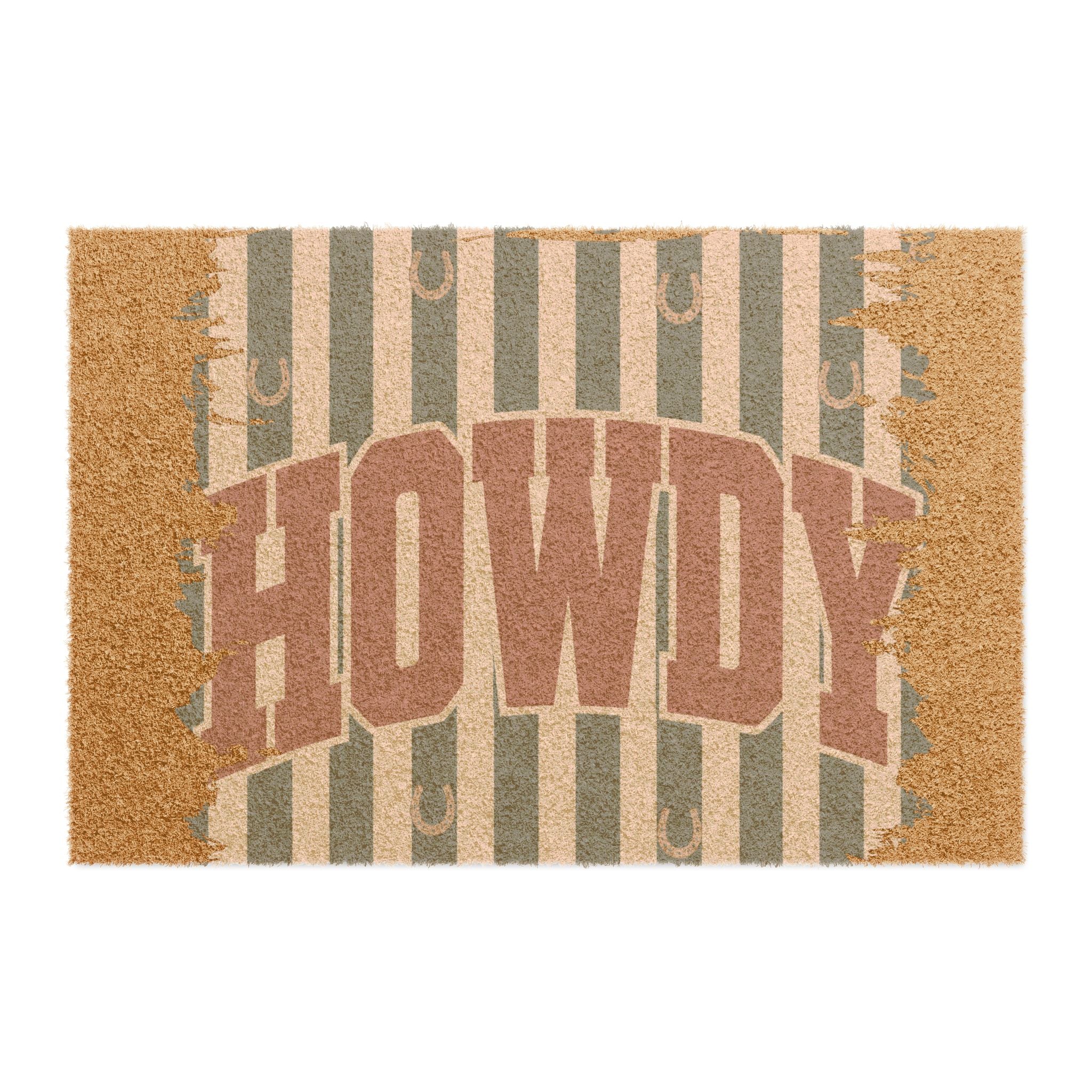 Howdy Rustic Striped Doormat — Western Welcome Coir Door Mat