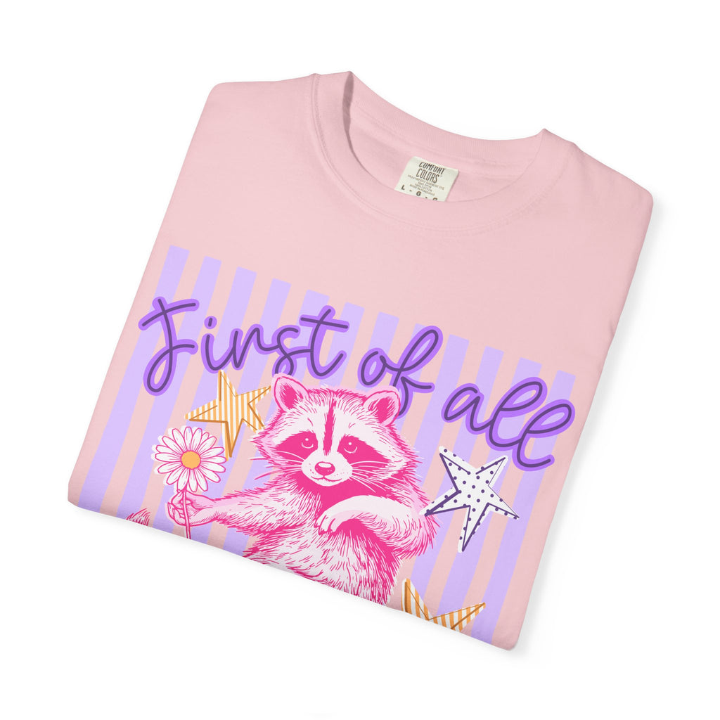 Christian Graphic T-Shirt — "First of All Jesus Thinks I’m a Delight" Cute Raccoon