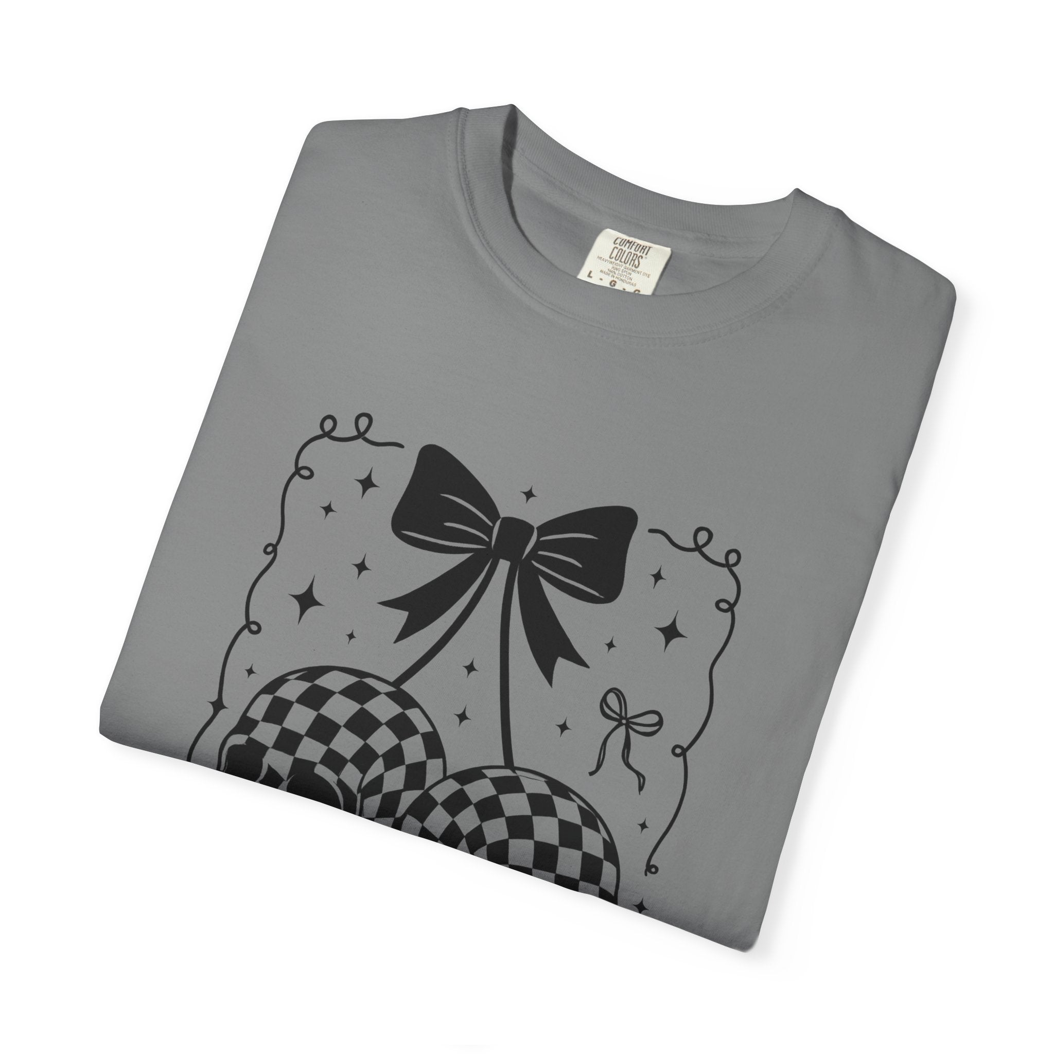 Skull Bow T-Shirt — Checkerboard Twin Skulls Graphic Tee