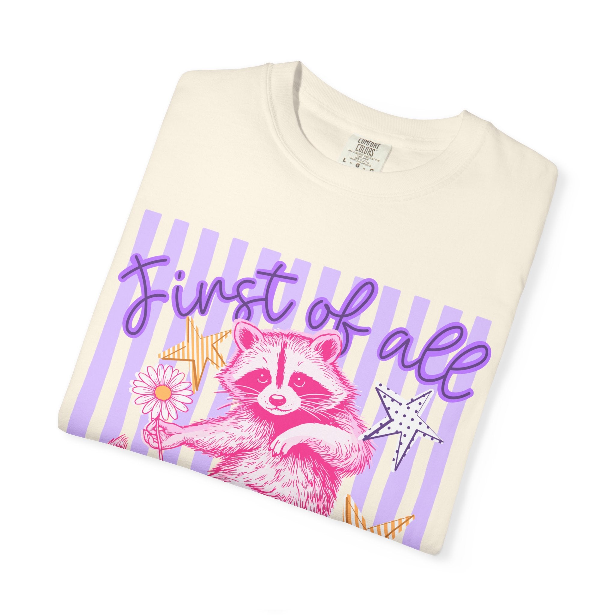 Christian Graphic T-Shirt — "First of All Jesus Thinks I’m a Delight" Cute Raccoon