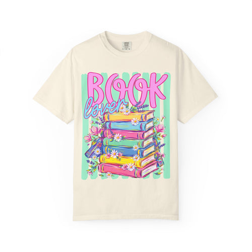 Book Lover T-Shirt — Colorful Stack of Books Graphic Tee