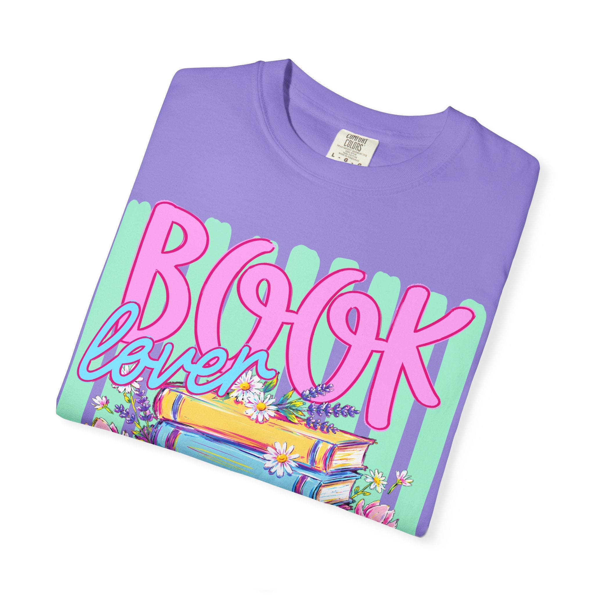 Book Lover T-Shirt — Colorful Stack of Books Graphic Tee