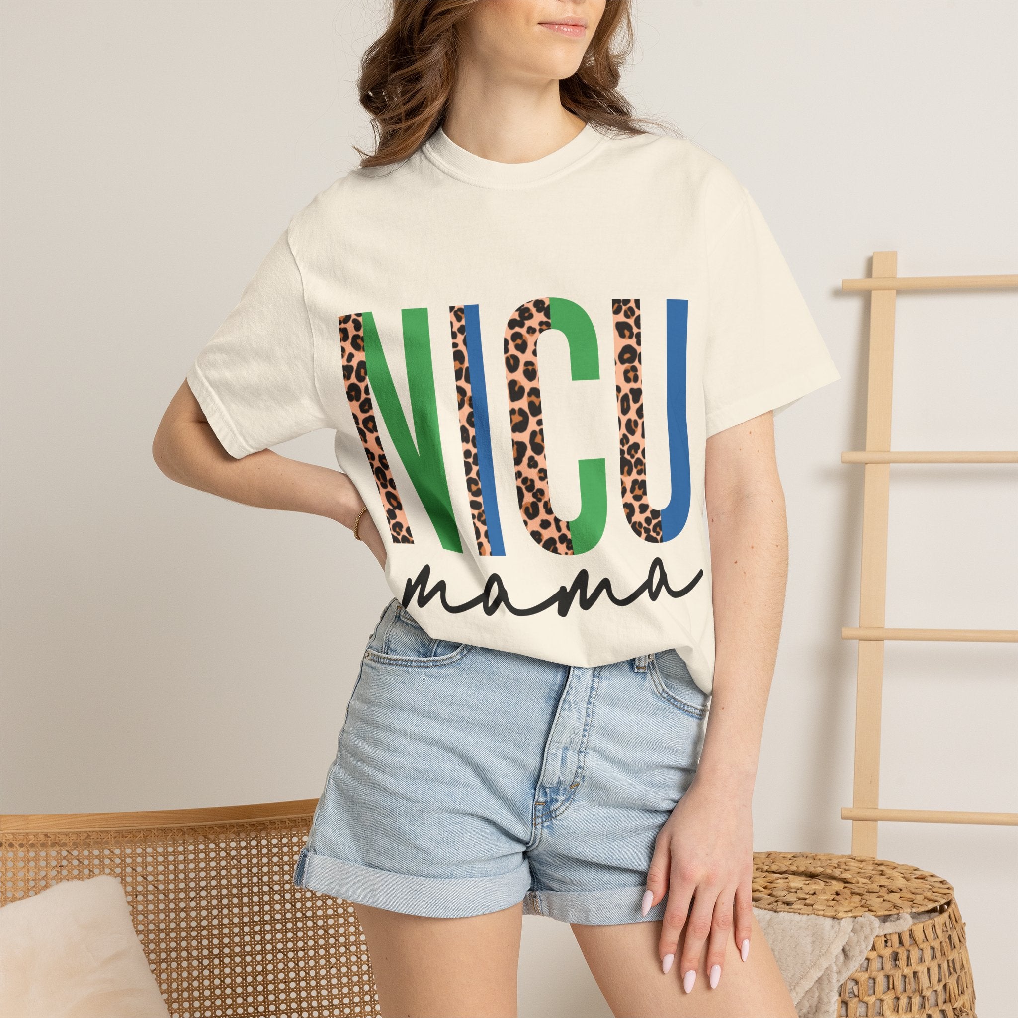 NICU Mama T-Shirt — Leopard Print & Color Block Neonatal Support Tee