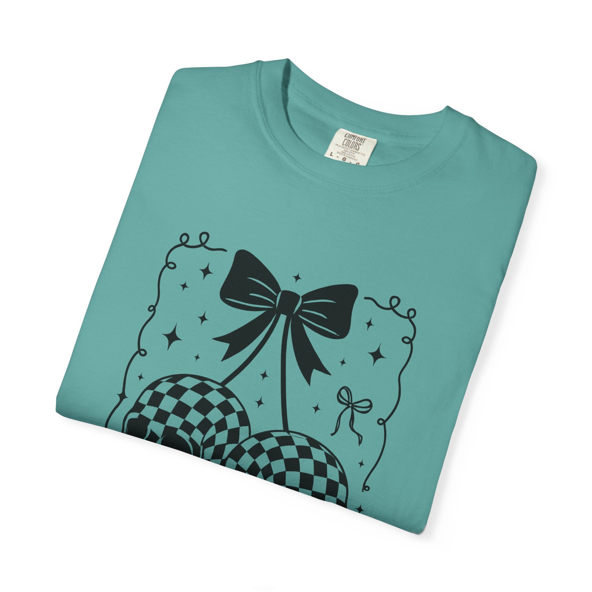 Skull Bow T-Shirt — Checkerboard Twin Skulls Graphic Tee