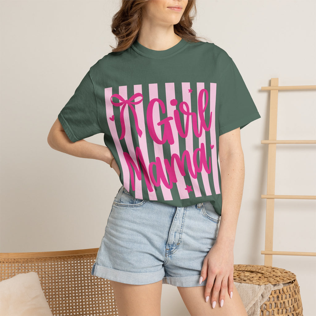 Girl Mama T-Shirt — Cute Pink Striped Mommy Tee