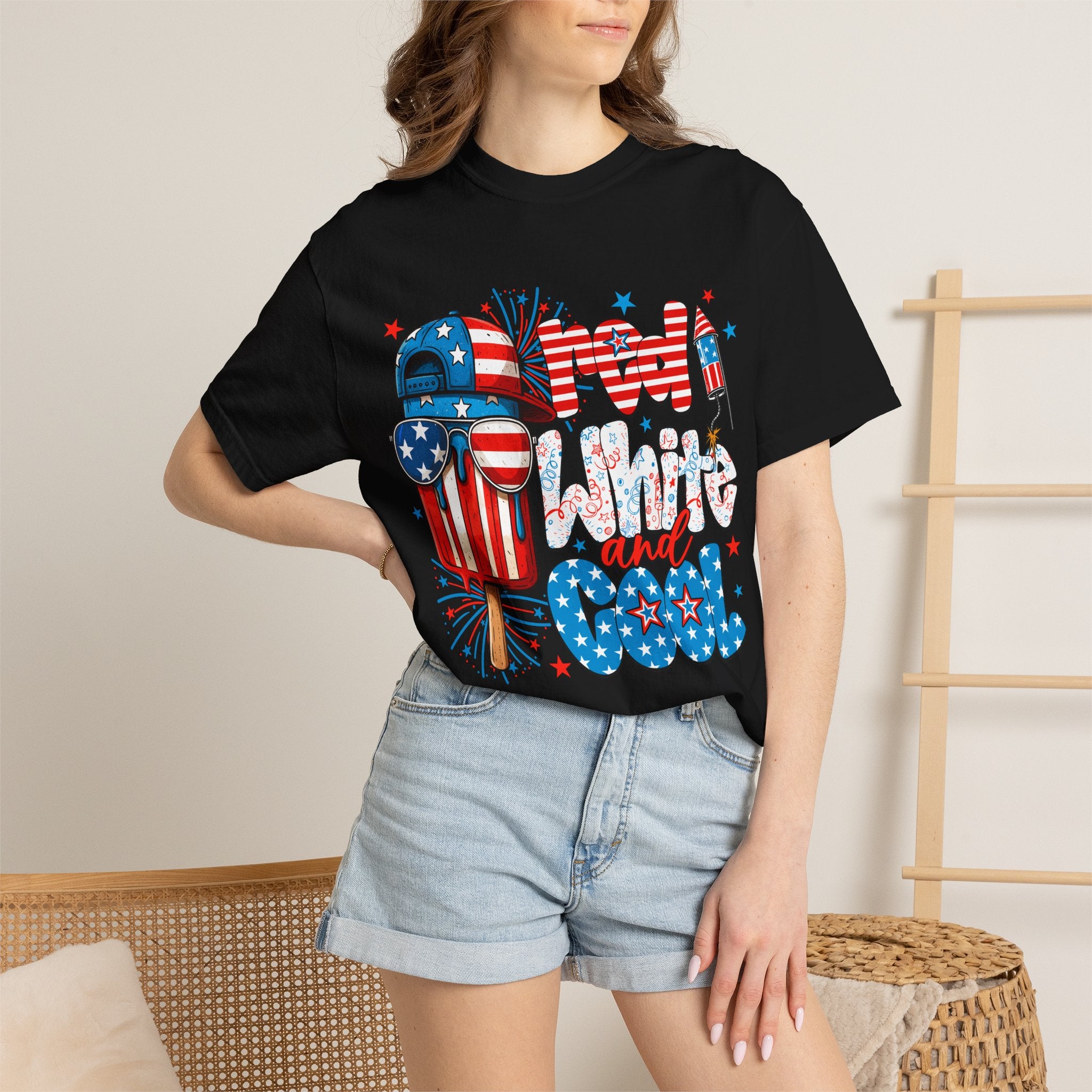 Patriotic Mom Vibes T-Shirt — 'Mom Savage and Cool' 4th of July Graphic Tee