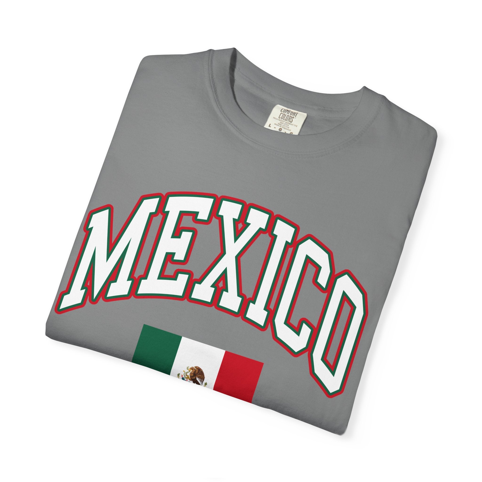 Mexico Flag T-Shirt — Mexico Text with National Flag Tee