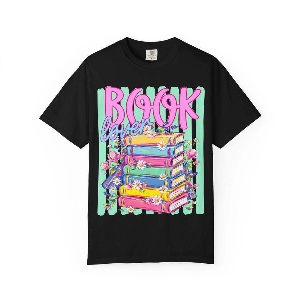 Book Lover T-Shirt — Colorful Stack of Books Graphic Tee
