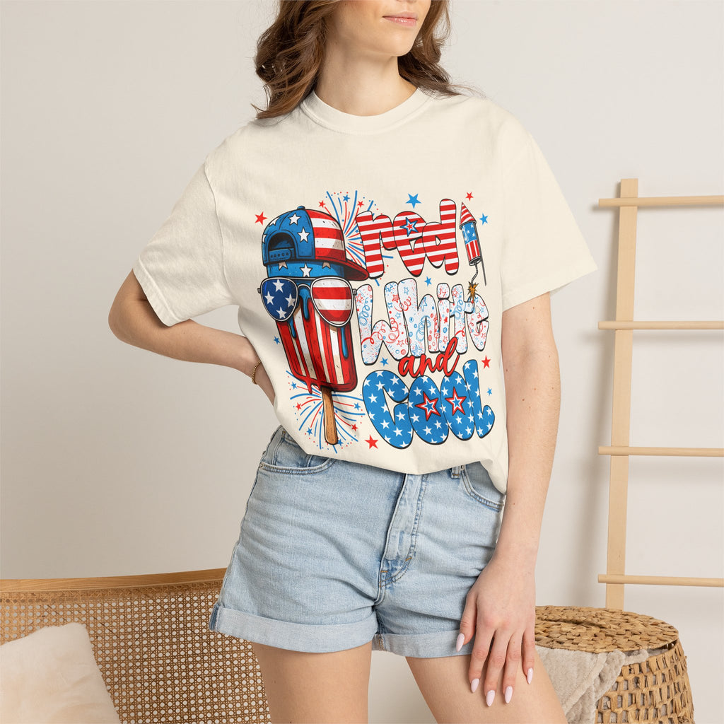 Patriotic Mom Vibes T-Shirt — 'Mom Savage and Cool' 4th of July Graphic Tee