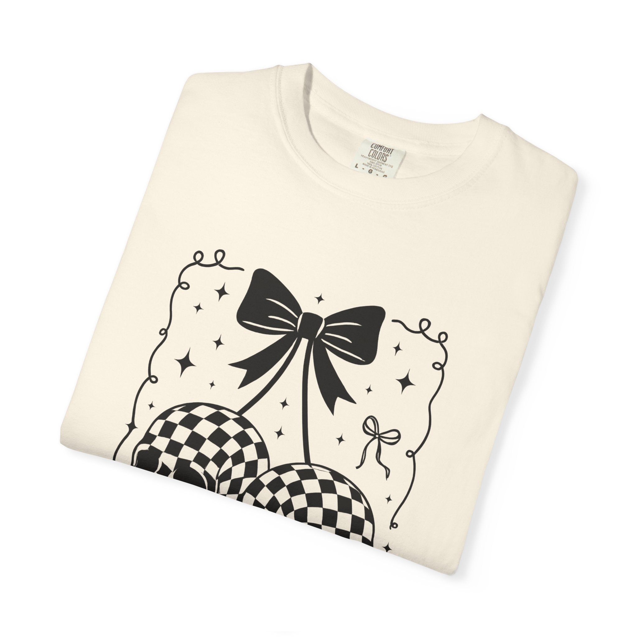 Skull Bow T-Shirt — Checkerboard Twin Skulls Graphic Tee